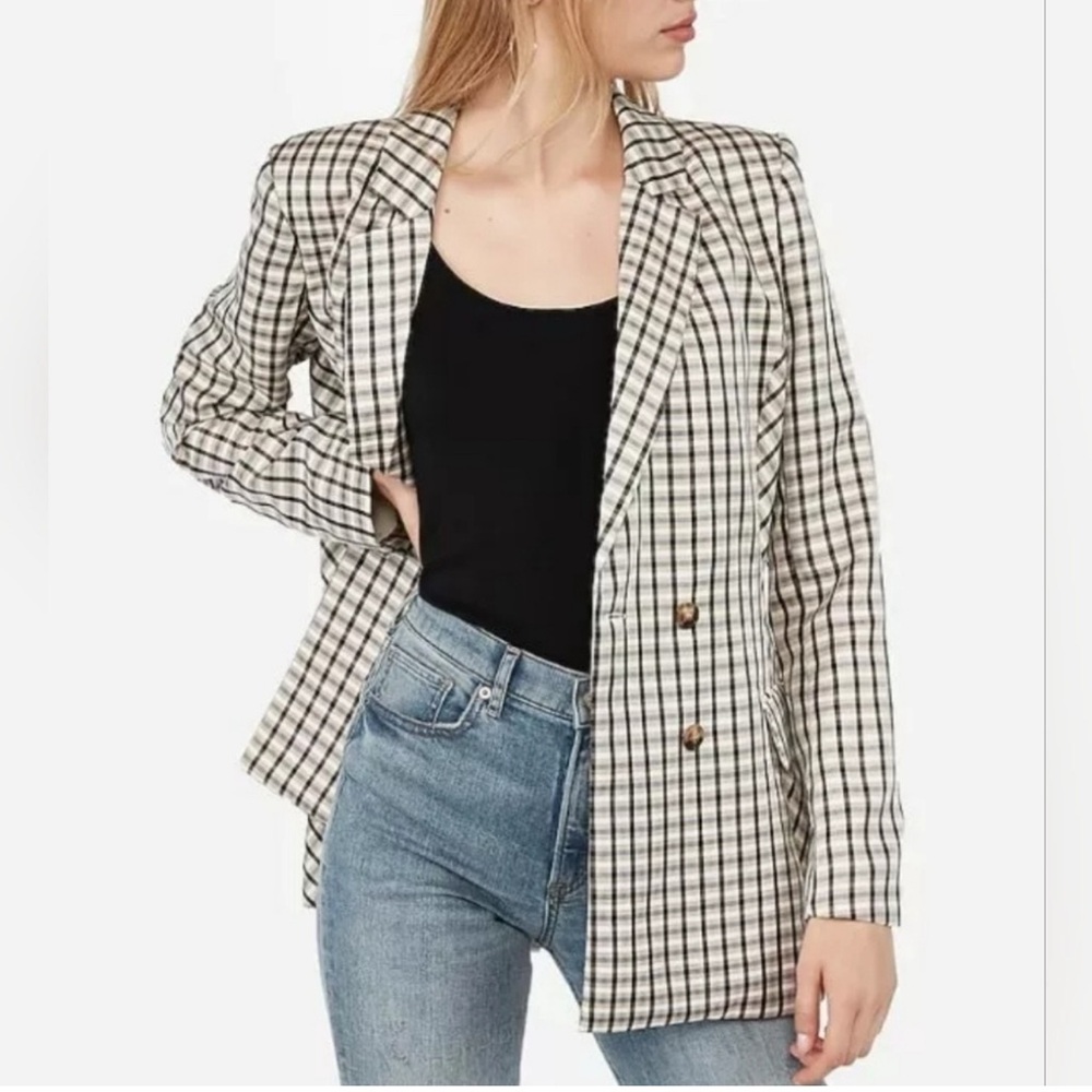 Express Black and White Checkered Blazer